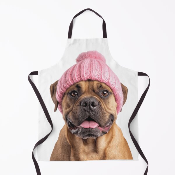 Item preview, Cozy Boerboel dog Wearing Pink Winter Hat Trendy Animal Fashion Artwork designed and sold by LazyOwlStore.