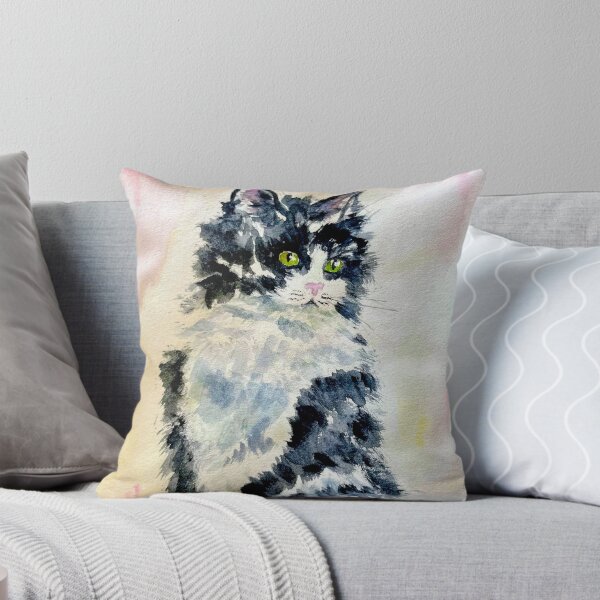 Item preview, Watercolors Black and White Cat designed and sold by TahelArt.