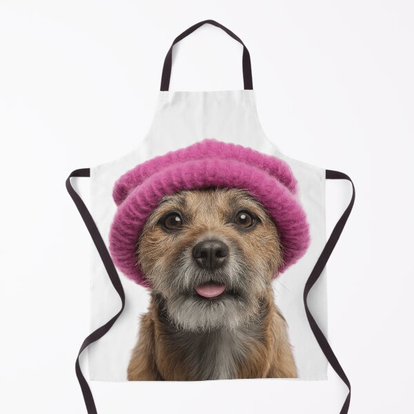 Item preview, Cozy Border Terrier dog Wearing Pink Winter Hat Trendy Animal Fashion Artwork designed and sold by LazyOwlStore.