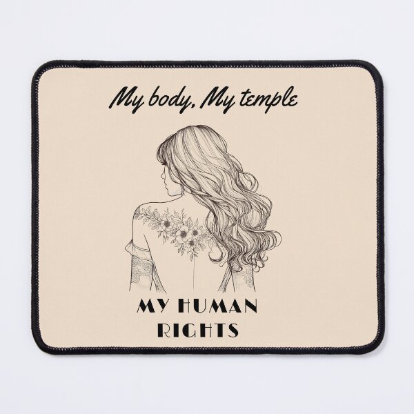 Item preview, My Body, My Temple, My Human Rights – Feminist Line Art Design with Floral Tattoo Motif designed and sold by ByElise.