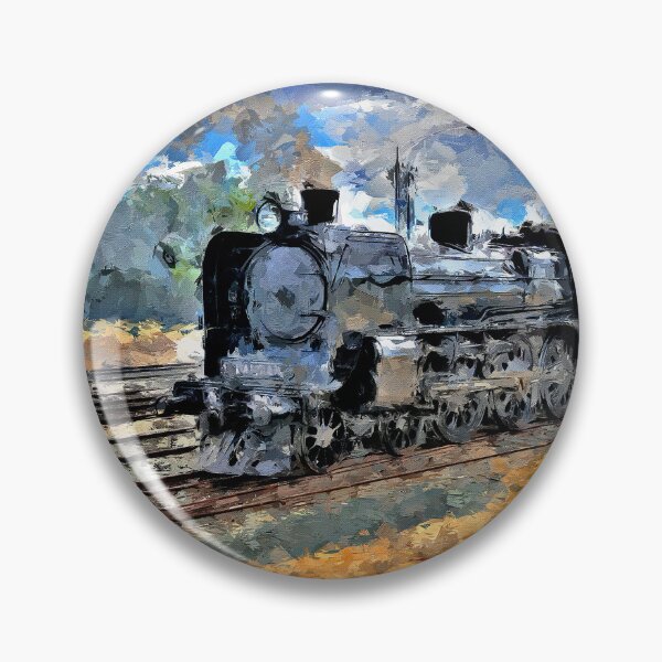 Item preview, Impressionist Painting of a Steam Train visiting Echuca - Echuca, Victoria, Australia designed and sold by Steven Jodoin.