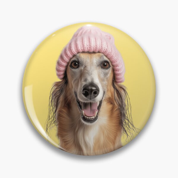 Item preview, Cozy Borzoi dog Wearing Pink Winter Hat Trendy Animal Fashion Artwork designed and sold by LazyOwlStore.