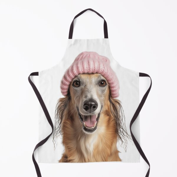 Item preview, Cozy Borzoi dog Wearing Pink Winter Hat Trendy Animal Fashion Artwork designed and sold by LazyOwlStore.