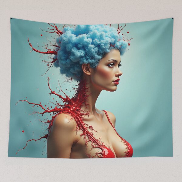 Item preview, Surreal, Plasma, Sexy, Beautiful Woman with Tentacles of Blood and Clouds. designed and sold by Huskyyy Designs.