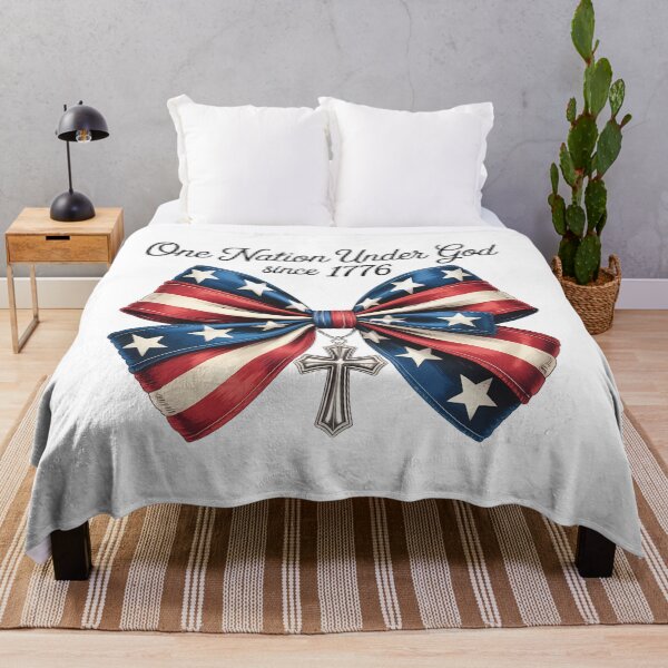 Item preview, Stars and Stripes Bow with Cross, One Nation Under God Patriotic Design designed and sold by LeonellDavy.