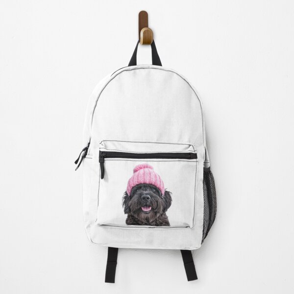 Item preview, Cozy Bouviers des Flandres dog Wearing Pink Winter Hat Trendy Animal Fashion Artwork designed and sold by LazyOwlStore.