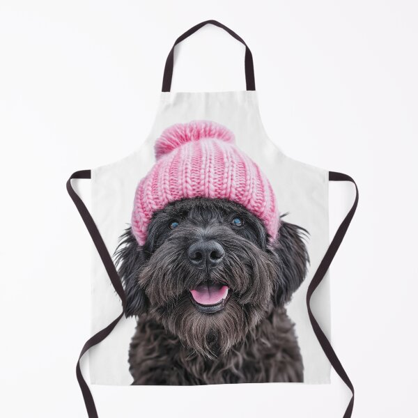Item preview, Cozy Bouviers des Flandres dog Wearing Pink Winter Hat Trendy Animal Fashion Artwork designed and sold by LazyOwlStore.