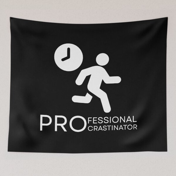Item preview, Professional Procrastinator, Funny Late Running from Clock - White Print designed and sold by tumbleweedphoto.