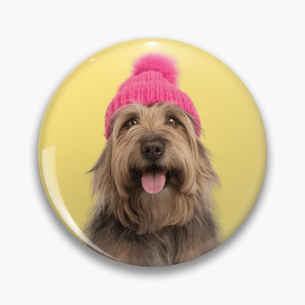 Item preview, Cozy Briard dog Wearing Pink Winter Hat Trendy Animal Fashion Artwork designed and sold by LazyOwlStore.