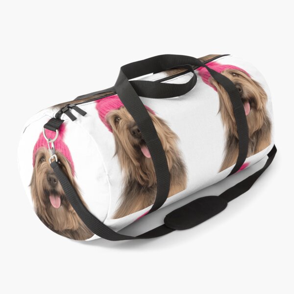 Item preview, Cozy Briard dog Wearing Pink Winter Hat Trendy Animal Fashion Artwork designed and sold by LazyOwlStore.