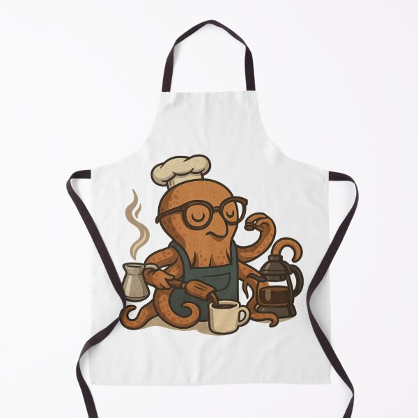 Item preview, Octopus Barista – Retro Coffee-Making Octopus with Glasses & Espresso Gear | Funny Café Sublimation Design designed and sold by Memorph.