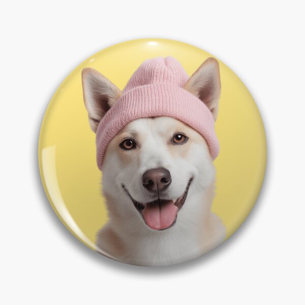 Item preview, Cozy Canaan dog Wearing Pink Winter Hat Trendy Animal Fashion Artwork designed and sold by LazyOwlStore.