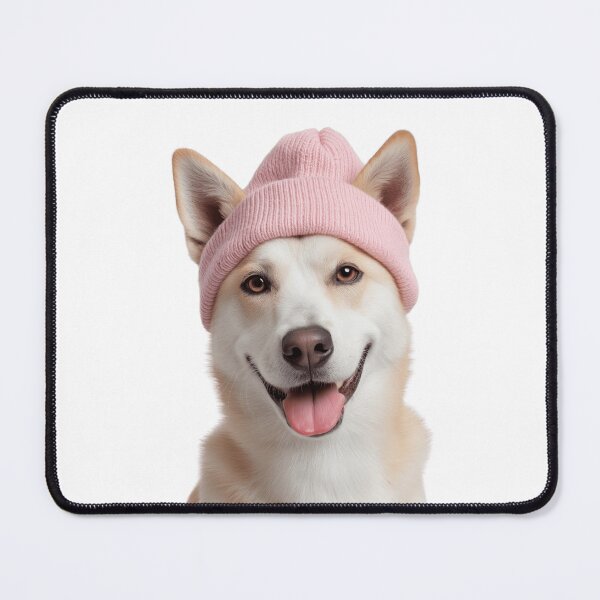 Item preview, Cozy Canaan dog Wearing Pink Winter Hat Trendy Animal Fashion Artwork designed and sold by LazyOwlStore.