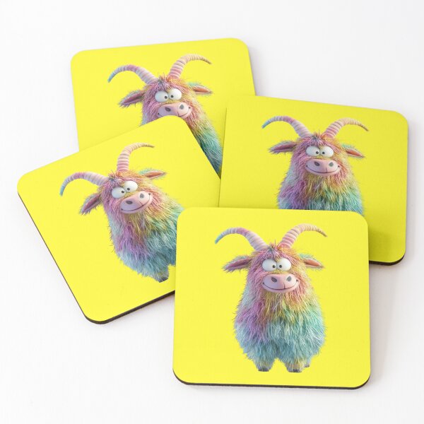 Item preview, fluffy colorful goat designed and sold by Mauswohn.