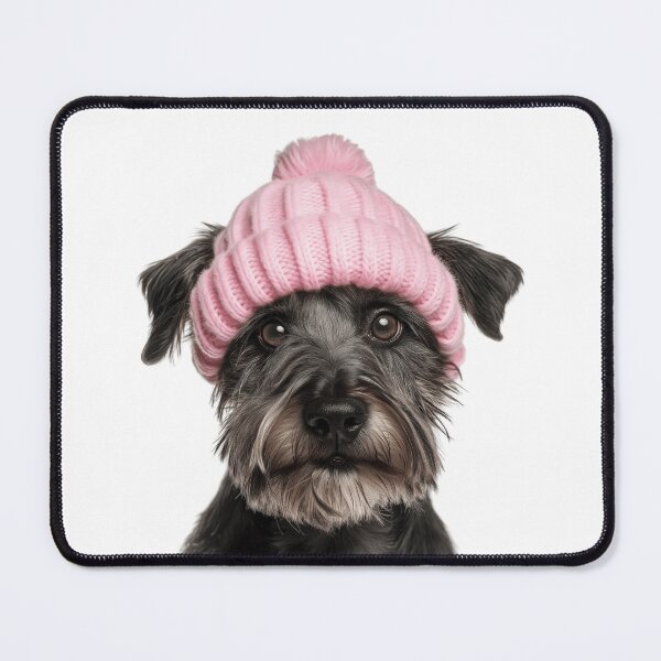 Item preview, Cozy Cesky Terrier dog Wearing Pink Winter Hat Trendy Animal Fashion Artwork designed and sold by LazyOwlStore.