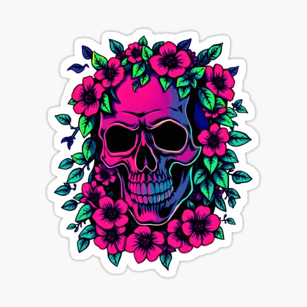 Item preview, Neon Skull Bloom – Floral Gothic Glow Art designed and sold by Rothnaric.
