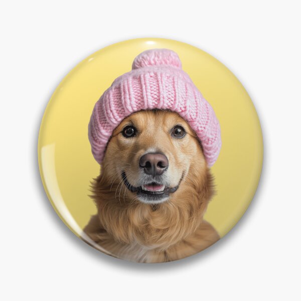 Item preview, Cozy Chinook dog Wearing Pink Winter Hat Trendy Animal Fashion Artwork designed and sold by LazyOwlStore.