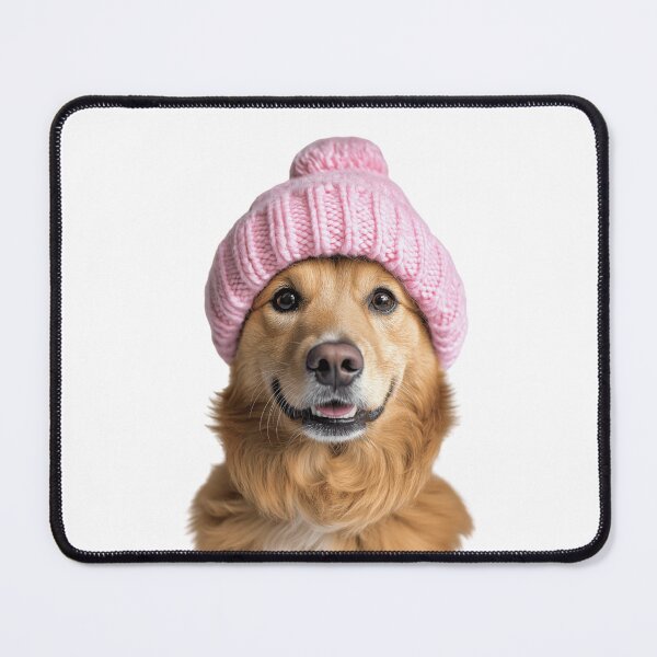 Item preview, Cozy Chinook dog Wearing Pink Winter Hat Trendy Animal Fashion Artwork designed and sold by LazyOwlStore.