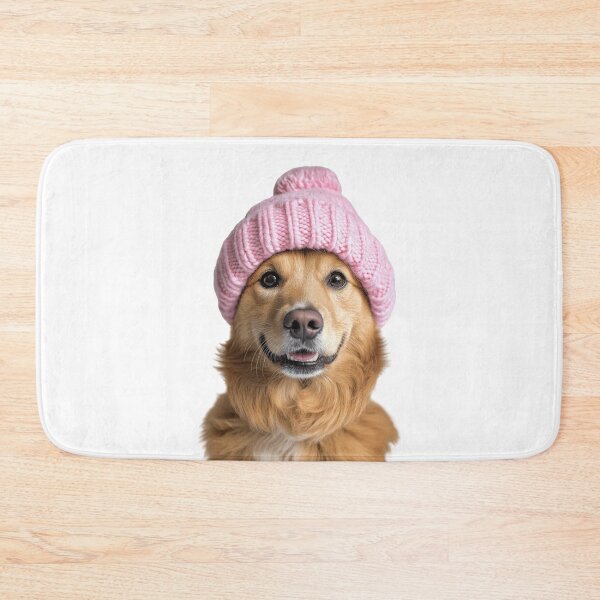 Item preview, Cozy Chinook dog Wearing Pink Winter Hat Trendy Animal Fashion Artwork designed and sold by LazyOwlStore.