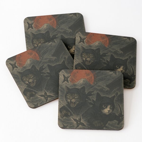 Item preview, Ninja Cats: Shuriken Night Attack at Fuji designed and sold by Zen Cat Studio.