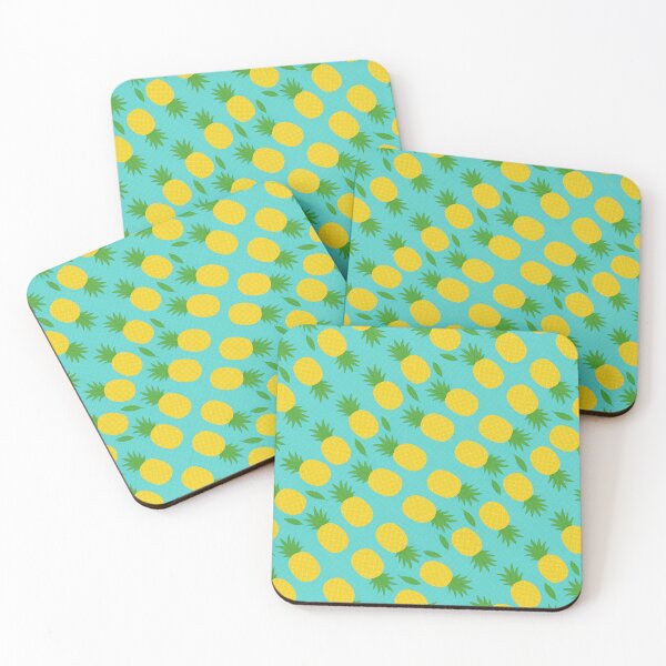 Item preview, Seamless Pineapple Pattern on Turquoise Grid Background designed and sold by Asbiell.