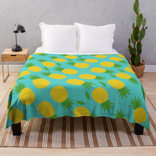 Item preview, Seamless Pineapple Pattern on Turquoise Grid Background designed and sold by Asbiell.