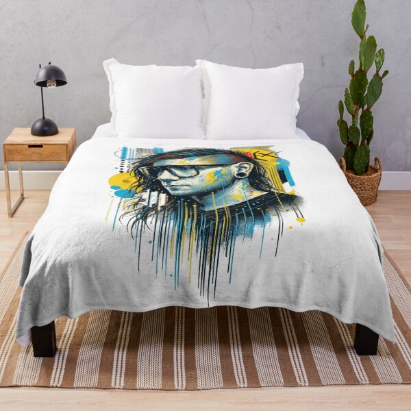 Item preview, Skrillex Street Art Portrait – Bold Graffiti-Style DJ Illustration designed and sold by sudhareditz.