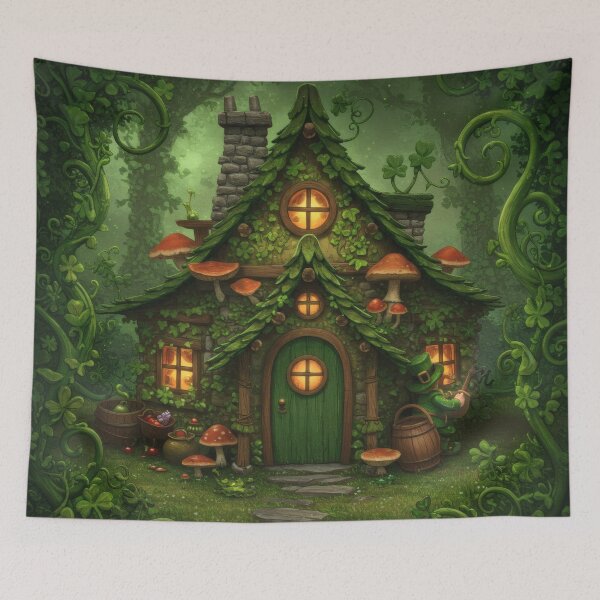Item preview, Leprechaun House, Irish Clovers Four 4 Leaf, Saint Patrick's Day, St Patty, Lucky Green Celtic Pot of Gold designed and sold by TheTimeTaxi.