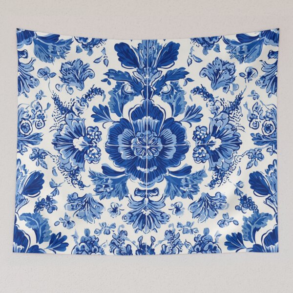 Item preview, Royal Delft Blue Floral Portuguese Pattern designed and sold by GrinGalore.
