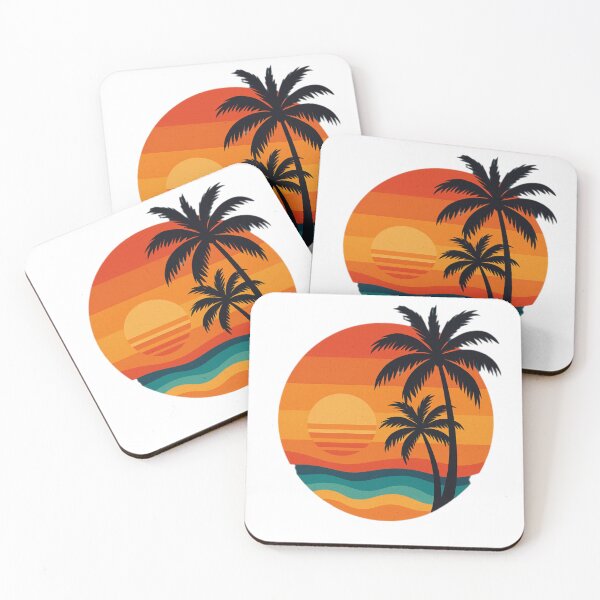 Item preview, "Tropical Sunset Vibes – Retro Palm Paradise(without background) designed and sold by TrendMesh.