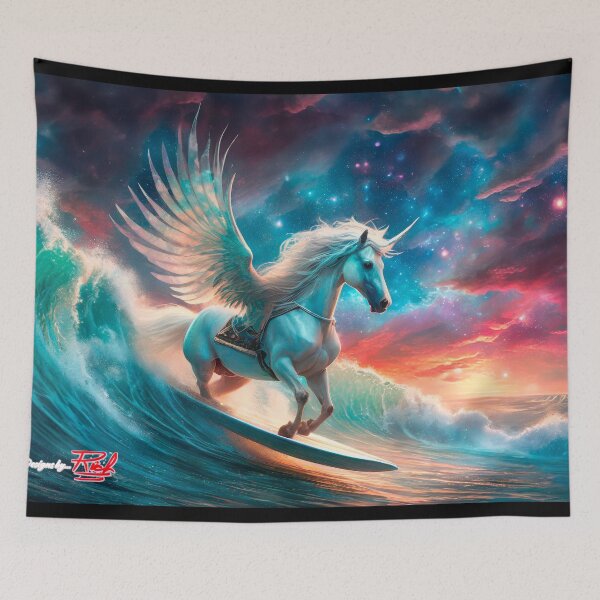 Item preview, "White Flying Horse Surfing the Galaxy" Design by Rich AMeN Gill  designed and sold by RichAMeNGill.