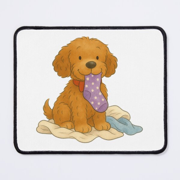 Item preview, Ted the Cockapoo with a sock designed and sold by Thale's Designs.