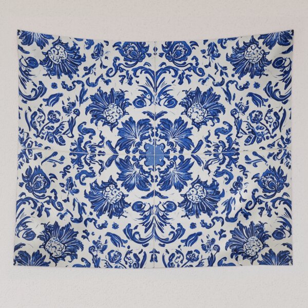 Item preview, Royal Blue Floral Portuguese Gorgeous Pattern designed and sold by GrinGalore.