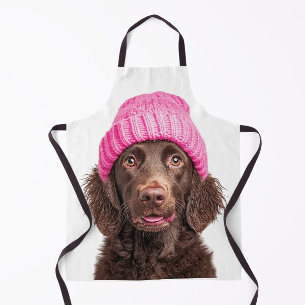 Item preview, Acogedor perro retriever de pelo rizado con gorro de invierno rosa, ilustración de moda animal de moda designed and sold by LazyOwlStore.