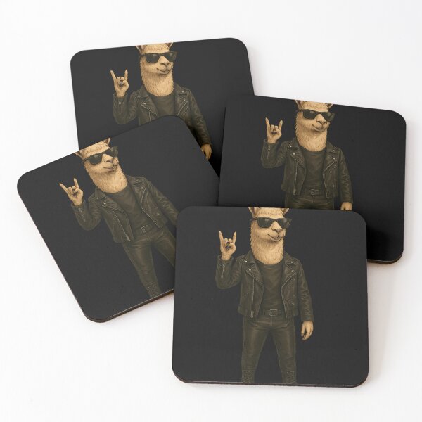 Item preview, Rocker Llama in Leather Jacket – Cool Llama with Sunglasses and Metal Hand Sign designed and sold by Daagath.
