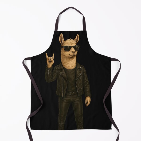 Artikelvorschau, Rocker Llama in Leather Jacket – Cool Llama with Sunglasses and Metal Hand Sign entworfen und verkauft von Daagath.