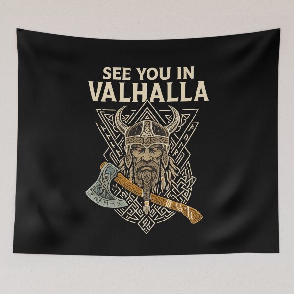Artikelvorschau, SEE YOU IN VALHALLA – Wikinger Axt Design | Nordische Mythologie entworfen und verkauft von Jawoahl.