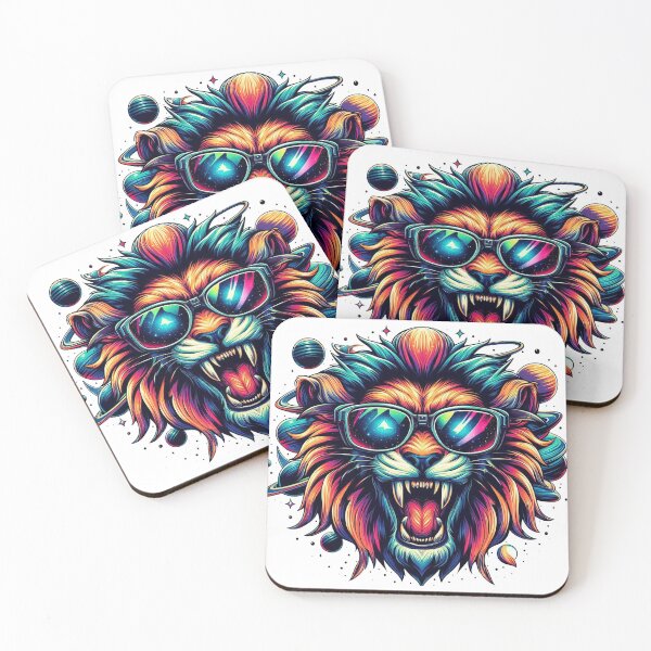 Item preview, Galactic Roar – Neon Space Lion with Sunglasses designed and sold by xkanpur.