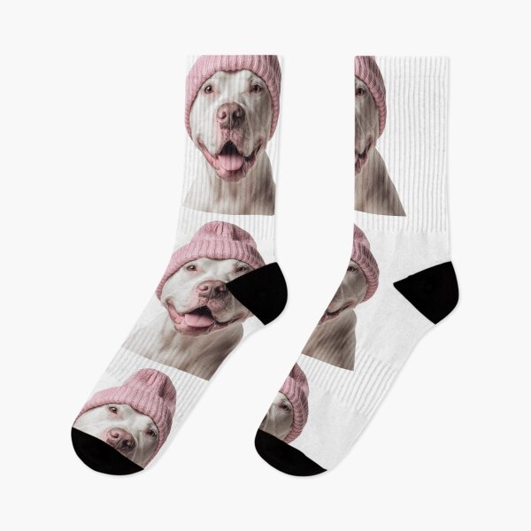 Item preview, Cozy Dogo Argentino dog Wearing Pink Winter Hat Trendy Animal Fashion Artwork designed and sold by LazyOwlStore.