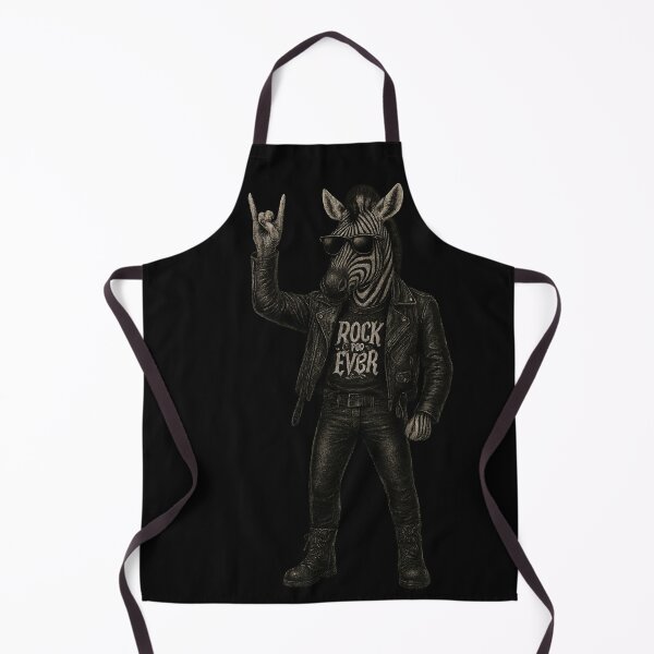 Item preview, Rock Forever Zebra – Stylish Zebra in Leather Jacket and Sunglasses Throwing Metal Horns designed and sold by Daagath.
