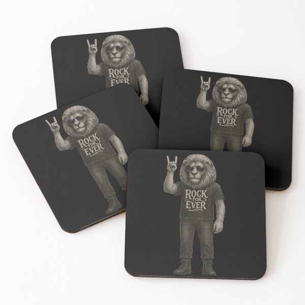 Item preview, Rock Forever Lion – Majestic Lion in Sunglasses and T-Shirt Throwing Metal Horns designed and sold by Daagath.