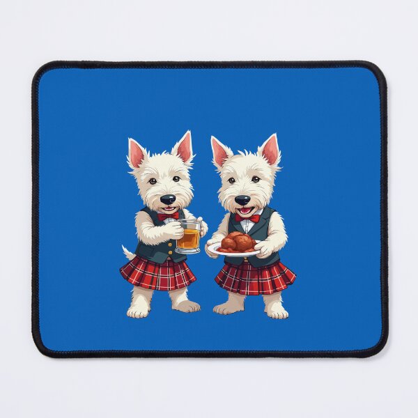 Item preview, West Highland White Terriers Celebrating Burns Night Cartoon Illustration designed and sold by taiche.