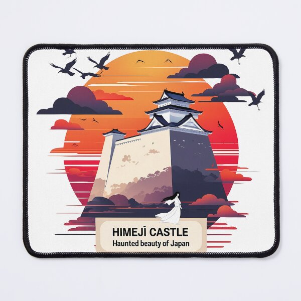 Item preview, Himeji Castle Sunset – Retro Japan Vector with Kimono Woman Silhouette designed and sold by LoliDesignShop.