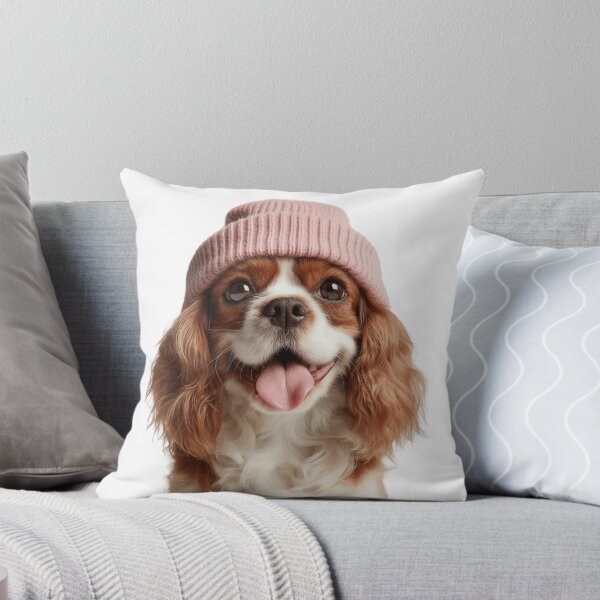 Item preview, Cozy English Toy Spaniel dog Wearing Pink Winter Hat Trendy Animal Fashion Artwork designed and sold by LazyOwlStore.