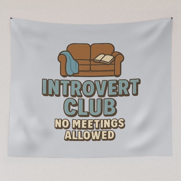 Item preview, Introvert Club — No Meetings Allowed - Cozy 3D Typography Design designed and sold by Diwakar-Designs.