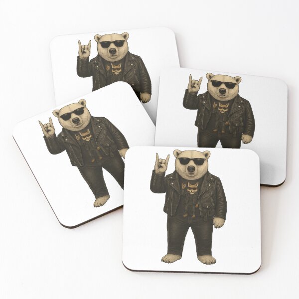Item preview, Cool Rocker Bear in Leather Jacket Funny Animal Illustration designed and sold by Daagath.