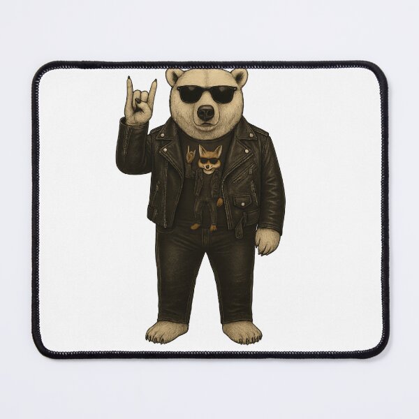 Item preview, Cool Rocker Bear in Leather Jacket Funny Animal Illustration designed and sold by Daagath.