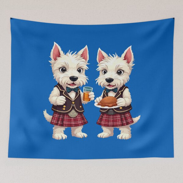 Item preview, West Highland White Terriers Celebrating Burns Night Fun designed and sold by taiche.