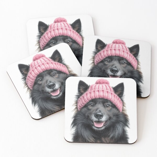 Item preview, Cozy Finnish Lapphund dog Wearing Pink Winter Hat Trendy Animal Fashion Artwork designed and sold by LazyOwlStore.