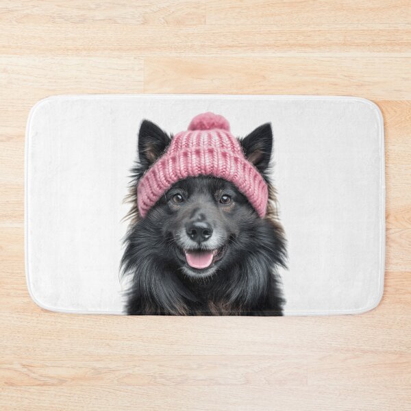 Item preview, Cozy Finnish Lapphund dog Wearing Pink Winter Hat Trendy Animal Fashion Artwork designed and sold by LazyOwlStore.